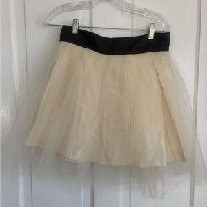 Free People Black and Cream Tulle Mini Skirt
